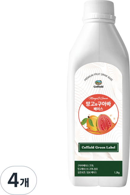 커필드 망고구아바 음료 베이스, 1.2kg, 4개