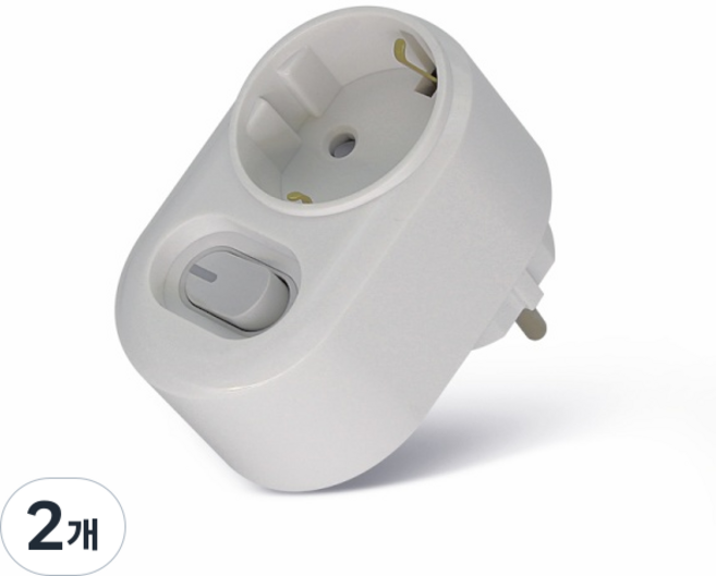 현대일렉트릭 국산 절전형 개별 차단 1구멀티탭, 화이트, 2개, 8.5cm