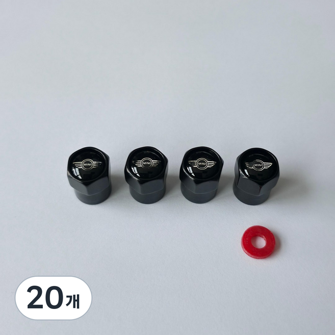 MINI 미니 타이어 에어캡 마개 밸브캡 4P 블랙, 20개