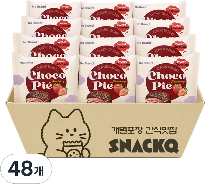 노브랜드 과자, 48개, 초코파이(딸기맛)