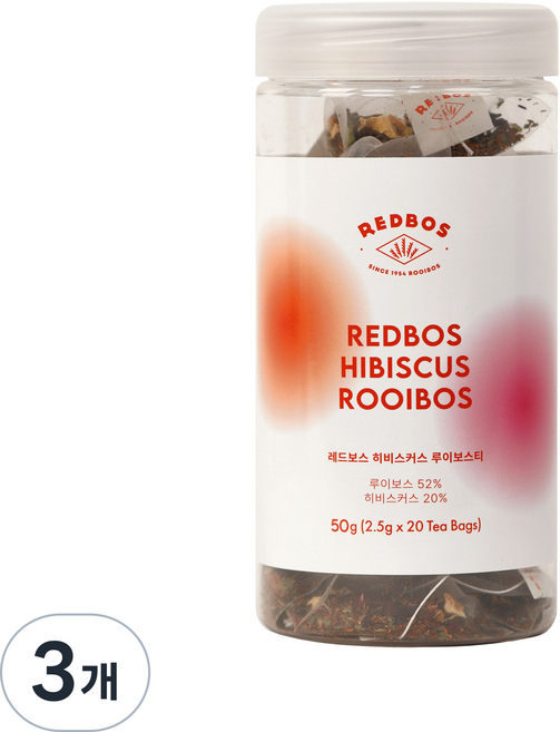 레드보스 히비스커스 블렌딩 루이보스티, 3개, 20개입, 2.5g