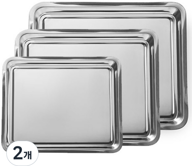 국내생산 강한 내구성 스테인레스 쟁반 트레이 밧드, 실버, 2개