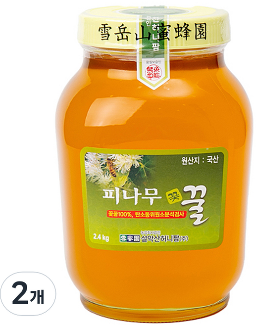설악산허니팜 꽃꿀100% 피나무꿀, 2.4kg, 2개