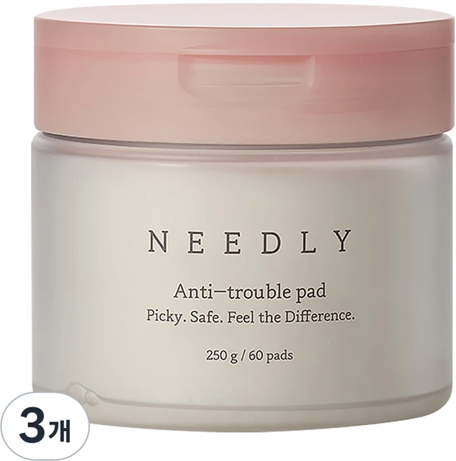 니들리 안티 트러블 패드 피지 모공 각질 노폐물 여드름 피부 트러블 케어, 60매입, 3개 - 쿠팡