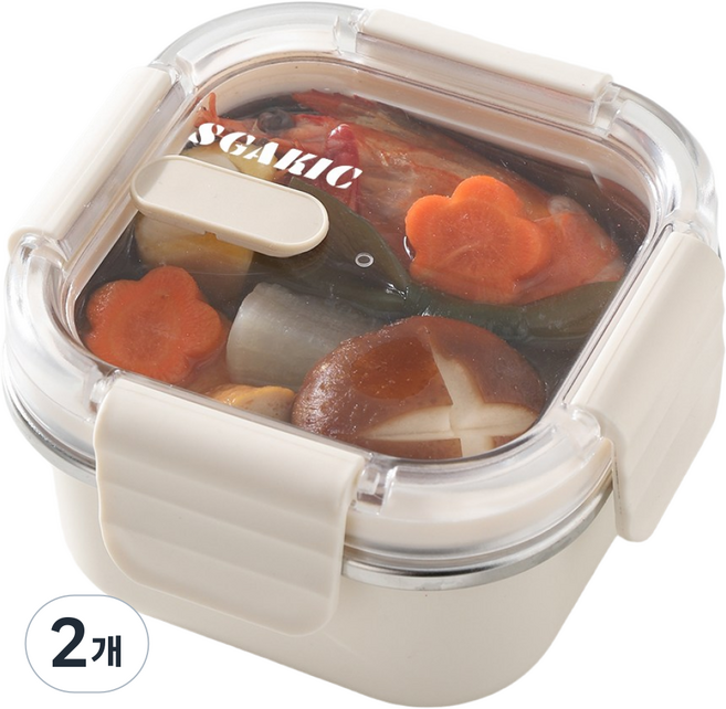 직장인 전자레인지 도시락통 나눔 밀폐 스텐 반찬통 소풍 식판 런치박스, 260ml 1칸 하얀색, 2개