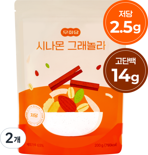 무화당 저당 프로틴 시나몬 그래놀라, 2개, 200g