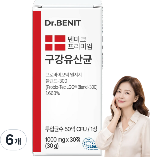 닥터베닛 덴마크 정품 프리미엄 구강유산균 츄어블정 민트맛, 6개, 30정