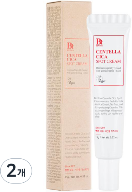 벤튼 굿바이 레드니스 센텔라 스팟크림, 15g, 2개