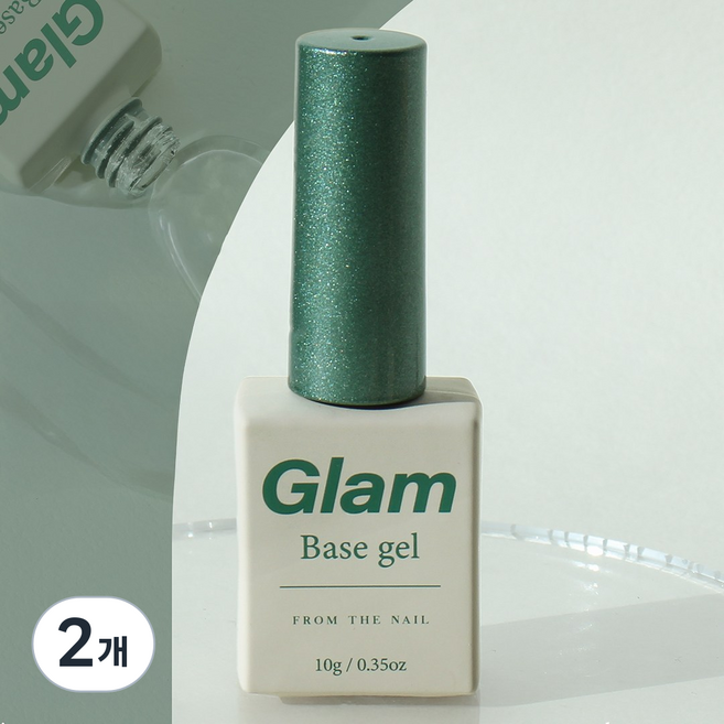 프롬더네일 글램 베이스 젤, 투명, 10g, 2개