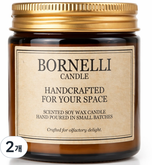 보르넬리 향기좋은 향초 캔들 집안 주방 냄새제거, 2개, 200g, 벨벳 바닐라