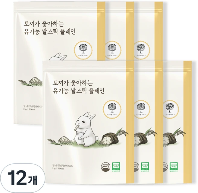 [앨리스] 토끼가 좋아하는 유기농 쌀스틱, 12개, 25g, 플레인맛 - 쿠팡