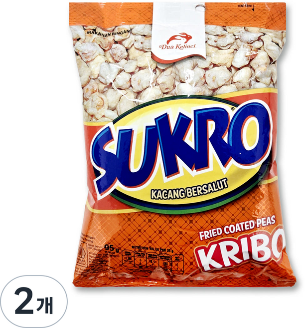 아시아푸드 수크로 끄리보 SUKRO KRIBO KACANG BERSALUT, 95g, 2개
