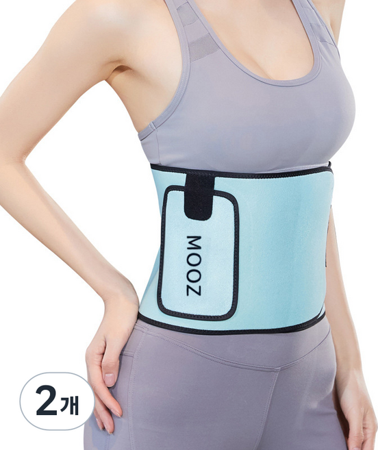 무즈 스포츠 허리 보호대 여름 땀흡수 허리보호대 남녀공용, 연블루, 2개