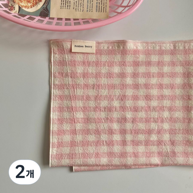 패브릭덮개 전자레인지 커버 체크테이블매트 촬영소품, 3.연핑크, 2개, 40*30