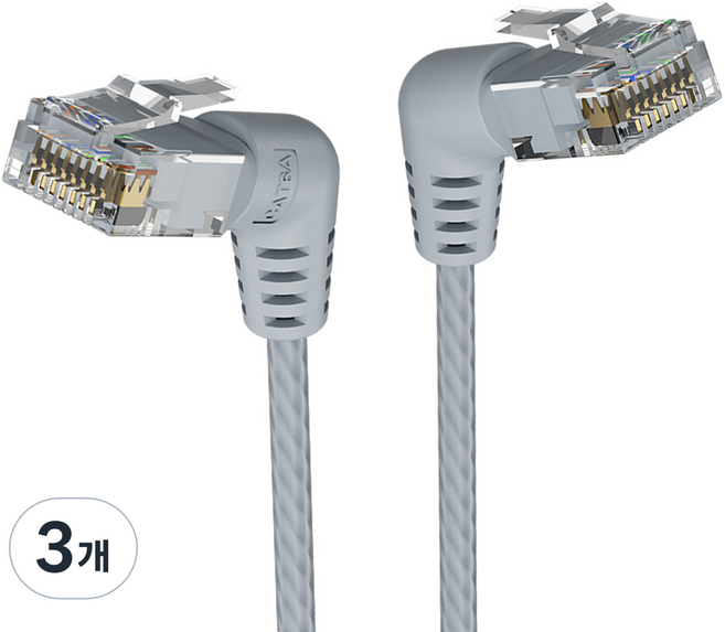 벤션 CAT6A UTP 360도 회전꺽임형 울트라슬림 초고속 기가 랜선 그레이 IBOH, 2m, 3개