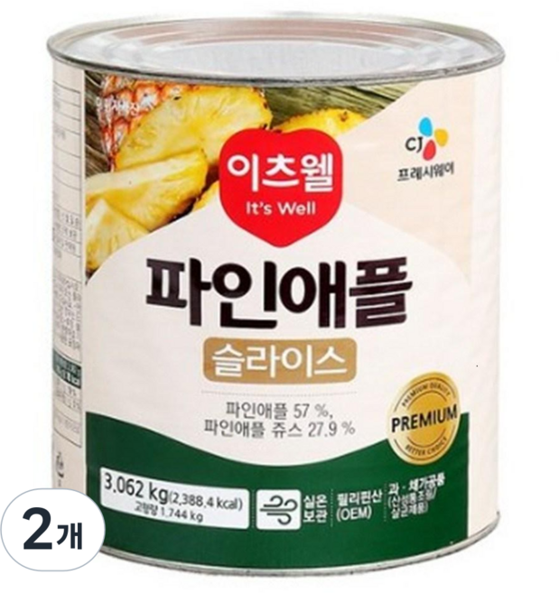 이츠웰 파인애플캔(슬라이스)3.062Kg, 3.062kg, 2개