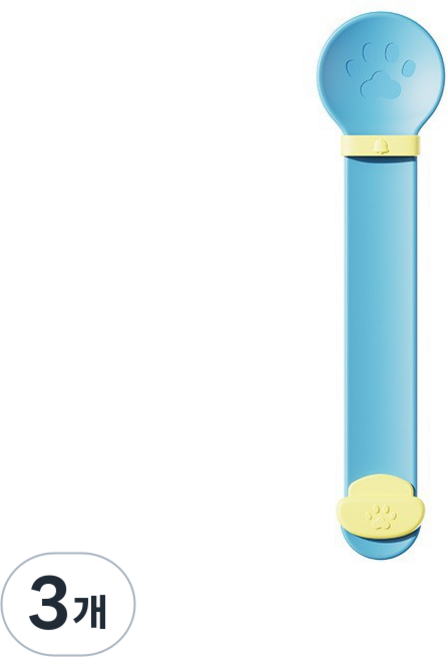 발바닥 캣스틱 짜개 스푼, 3개, 블루