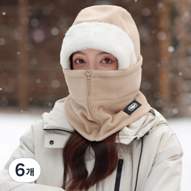 융풍 방한모자 남자 방한모자 남자 겨울모자 여성 겨울모자 겨울 모자 모자 남자넥워머겨울용 방한 넥워머, 6개, 카키색