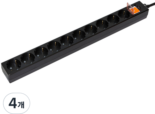 동양 멀티탭메인스위치 10구 2.5m블랙, 4개, 블랙, 2.5m