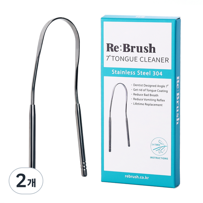 리브러쉬 스테인리스 7도 혀클리너 백태제거, 2개