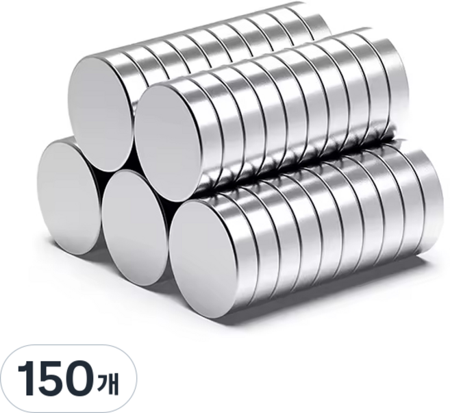 투데이리빙 초강력 네오디움 마그네틱 원형 자석 지름 10mm x 두께 3mm R99948S, 실버, 150개