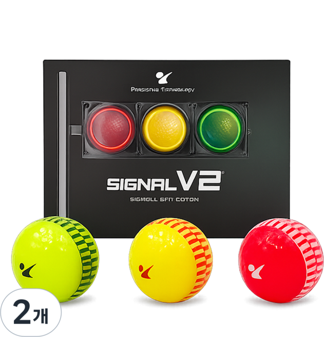 지아이골프 시그널 V2 비거리 향상 퍼팅라인 고반발 소프트 2피스 골프공, 2개, 12개입, 신호등