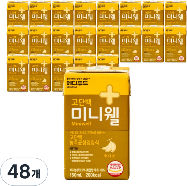 메디푸드 고단백 미니웰 바나나맛 농축균형영양식, 150ml, 48개
