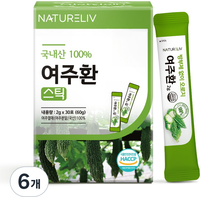 네이쳐리브 국내산 여주환 스틱 농약 잔류 검사 완료 먹기좋은 작은환, 60g, 6개