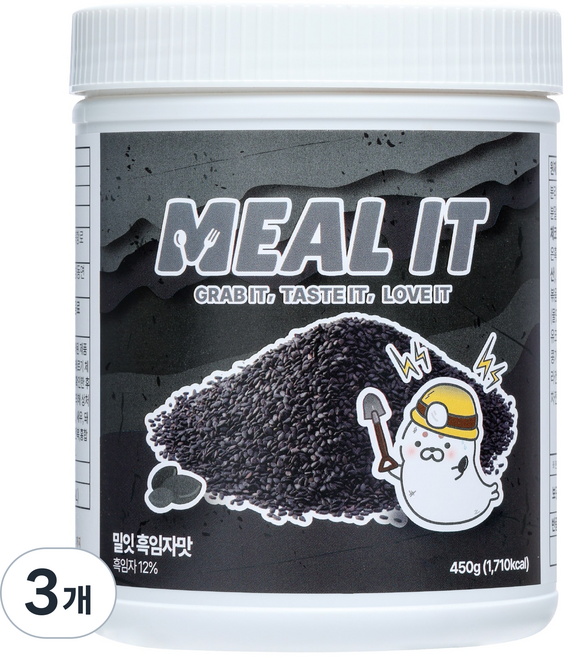 밀잇 식사대용 단백질 쉐이크 흑임자맛 대용량, 450g, 3개