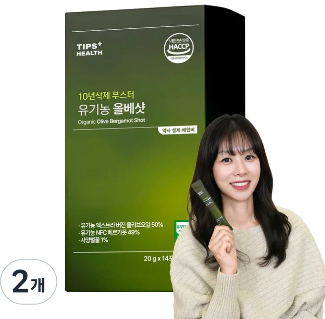 팁스헬시 올베샷 유기농 올리브오일 베르가못 착즙 원액 사양벌꿀, 2개, 280ml - 쿠팡