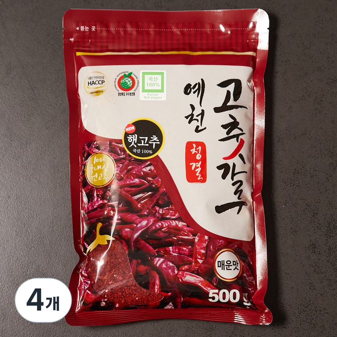 예천 청결 고춧가루 매운맛, 500g, 4개