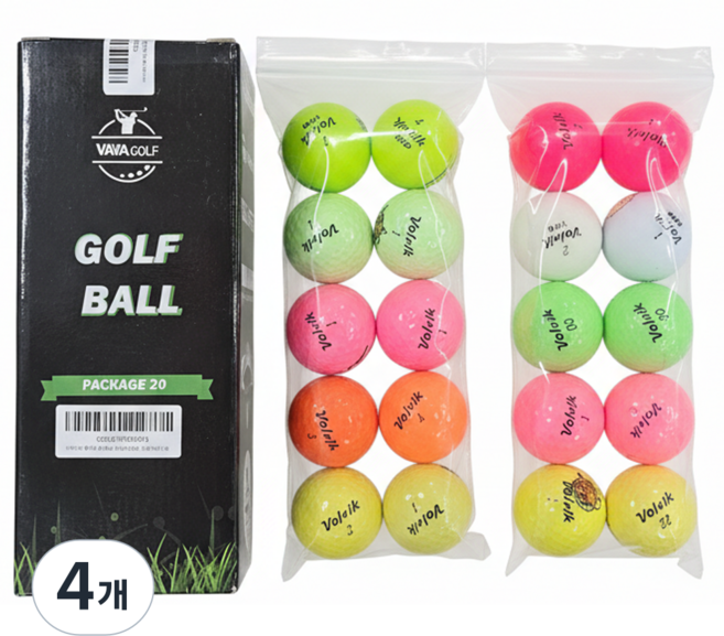 민트그린 볼빅 로스트볼 A/A+ 20알 라운드용, 4개, 컬러, 20개입