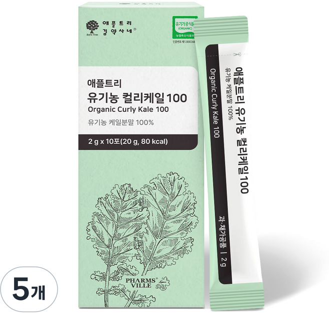 애플트리 유기농 컬리케일 100 동결건조 곱슬케일 분말, 20g, 5개
