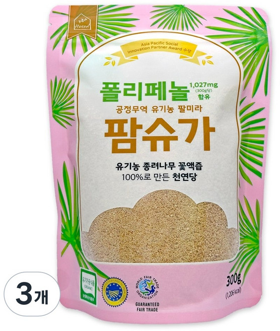 헤세드 유기농 팔미라 팜슈가, 300g, 3개