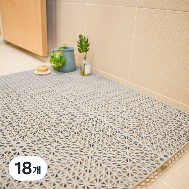 감성작가 두꺼운 미끄럼 방지 패드 화장실 베란다 욕실 매트 튼튼한 조립형 PVC, 18개, 그레이