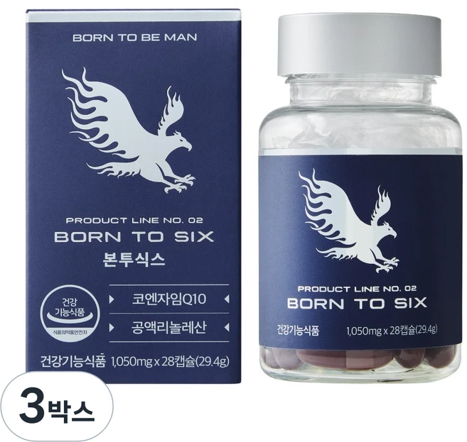 본투비맨 본투식스 코큐텐 코엔자임10 체지방 혈압관리 건강기능식품, 3박스, 28정 - 쿠팡