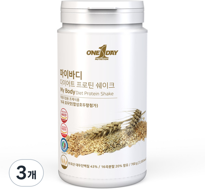 마이바디 다이어트 프로틴 쉐이크 16곡 호두맛, 3개, 700g