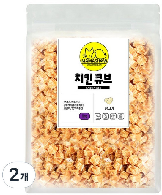 마마쇼 건강한 반려동물 간식, 1kg, 2개, 치킨 큐브