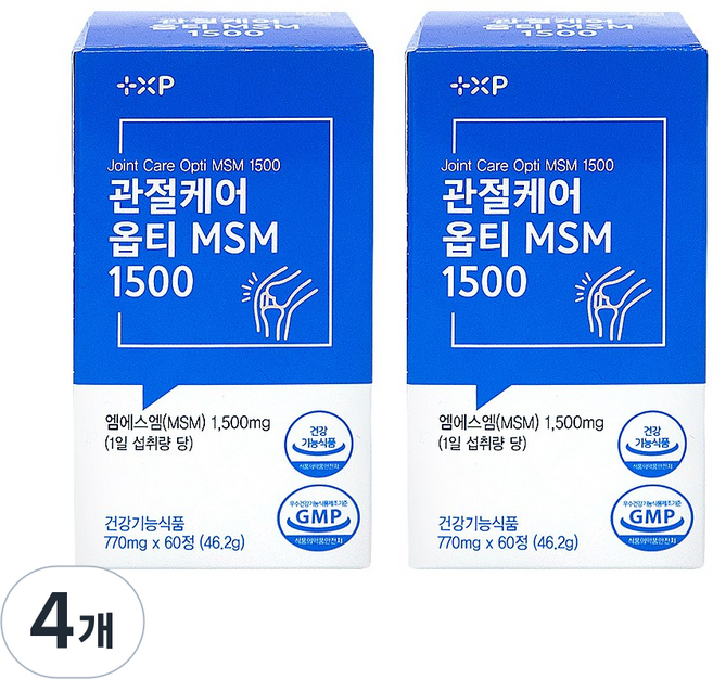 플러스엑스팜 관절케어 옵티MSM 1500 미국산 고순도 엠에스엠 영양제, 4개, 60정