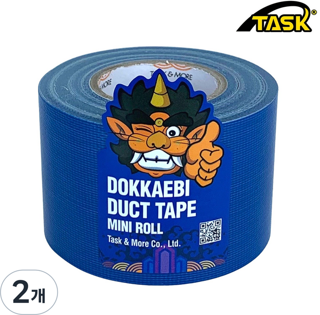 도깨비 수출용(국내산) 덕트테이프 덕테이프 미니롤 DARK BLUE 50mmX10m, 2개