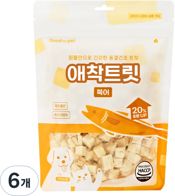굿포펫 애착 트릿 국내산 동결건조 간식, 100g, 6개, 북어