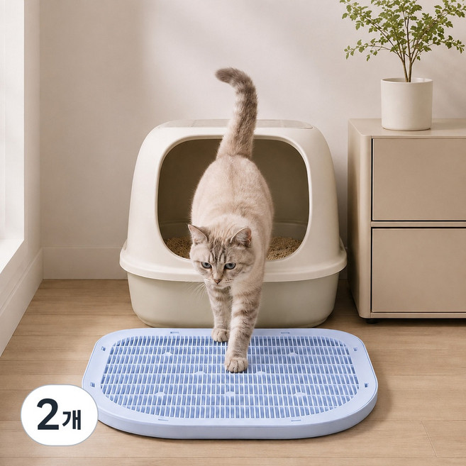 캣도그 고양이 화장실 사막화방지 모래패드 벌집매트, 2개, 블루