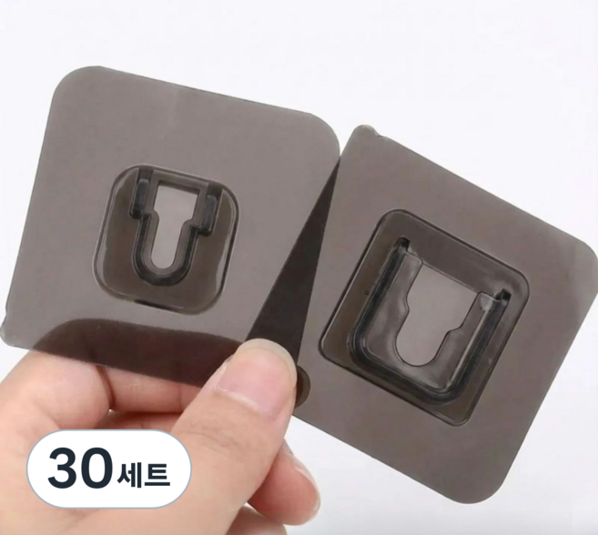 데이모노 무타공 벽부착 멀티탭 셋톱박스 브라켓 홀더, 투명, 30세트