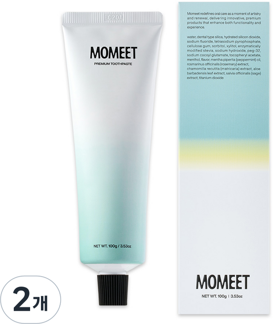 모밋 미백 치약 화이트닝 불소 천연 계면활성제, 100g, 2개