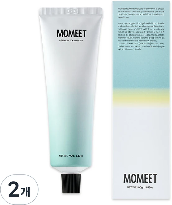 모밋 미백 치약 화이트닝 불소 천연 계면활성제, 100g, 2개 - 쿠팡