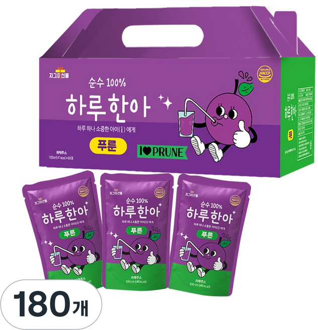 하루한아 푸룬주스 임산부 아기 푸른쥬스 저당, 180개, 100ml
