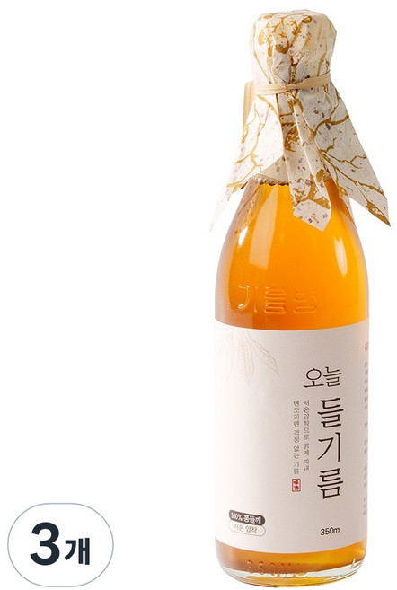 저온압착 통들깨 오늘들기름, 3개, 350ml