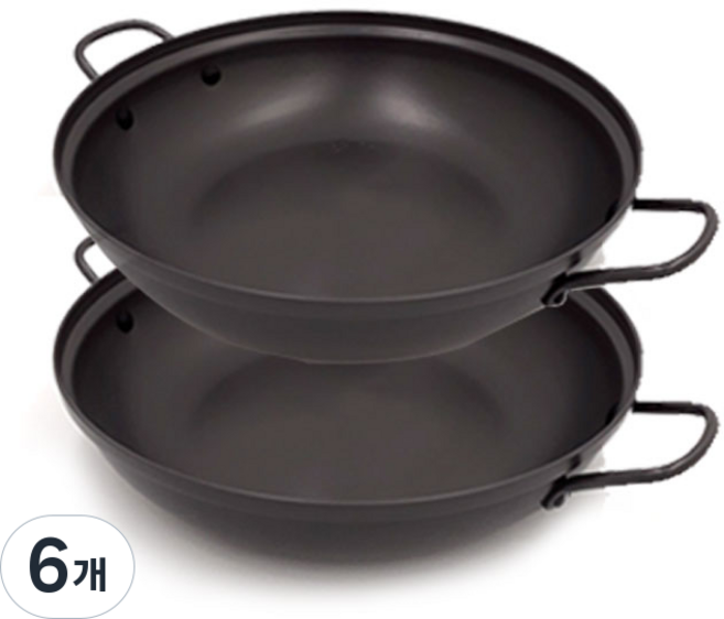 일리 경질 업소용 찌개 조림 전골 냄비, 6개, 블랙, 32cm