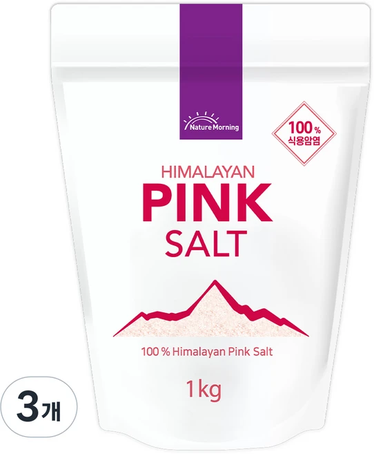 네이처모닝 히말라야 핑크솔트 가는입자, 1kg, 3개 - 쿠팡