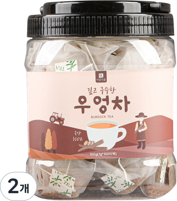 [식물유래 안심 생분해필터] 미담식품 우엉차 삼각티백, 2개, 100개입, 1g